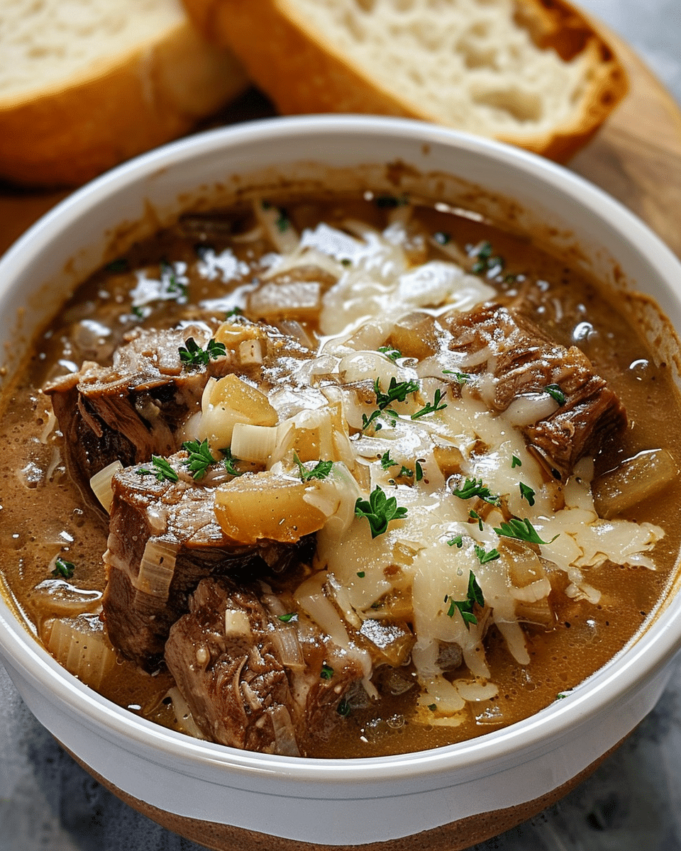 French Onion Beef Short Rib Soup