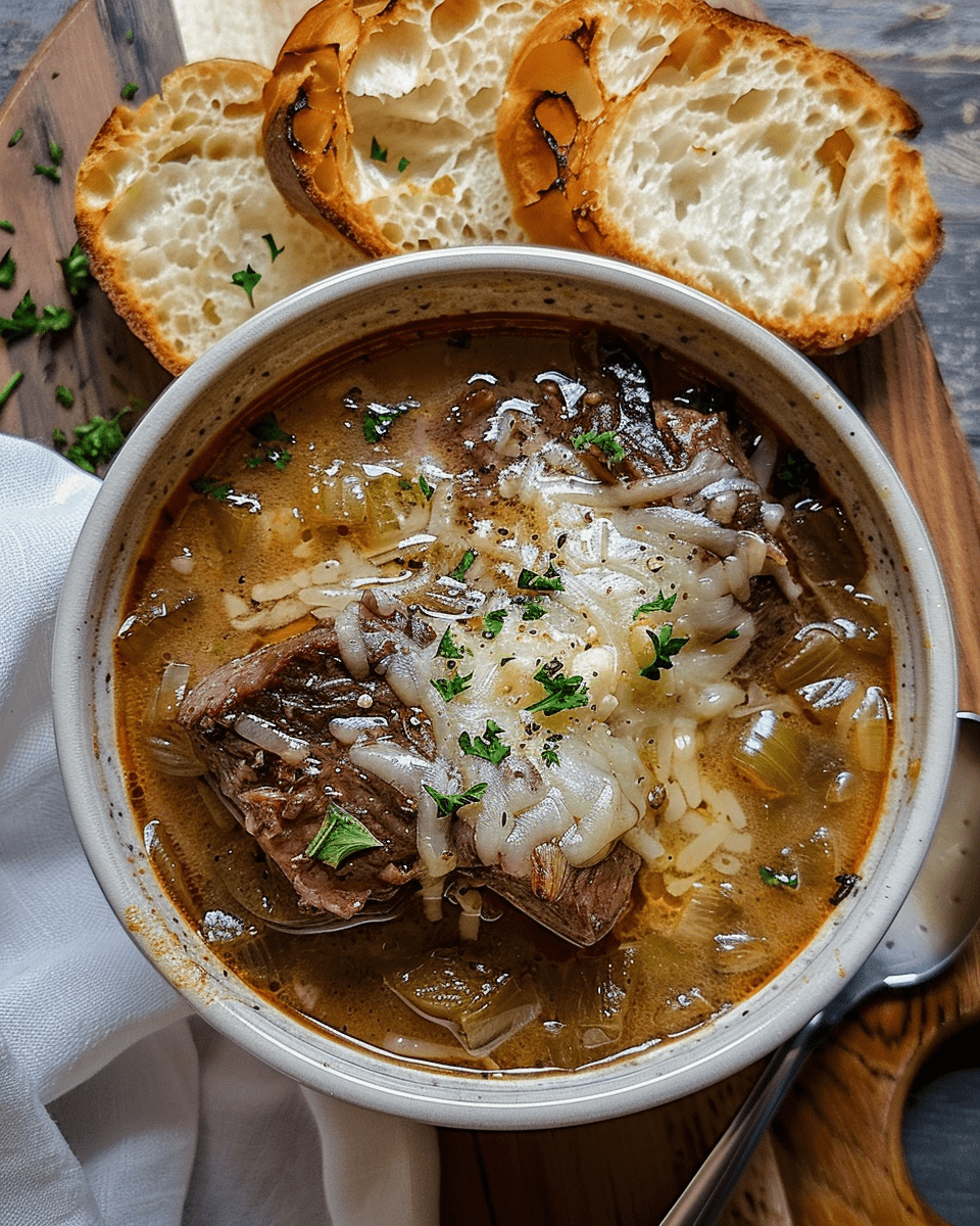 French Onion Beef Short Rib Soup