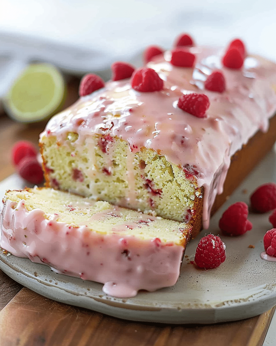 Raspberry Glazed Key Lime Cake
