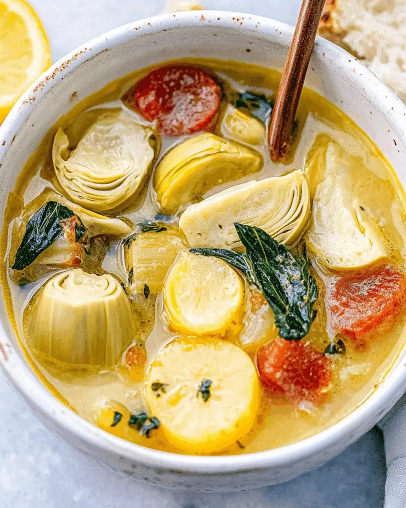 Lemony Tuscan Artichoke Soup