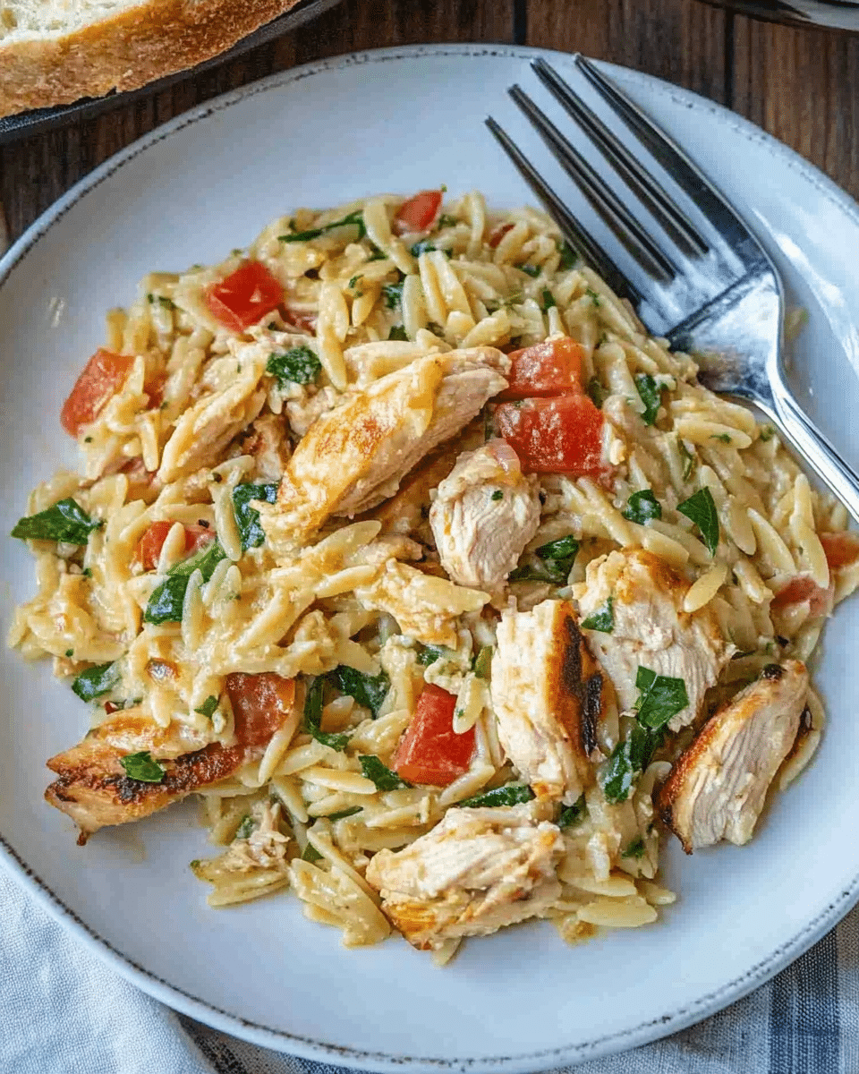 One Pot Tuscan Chicken Orzo