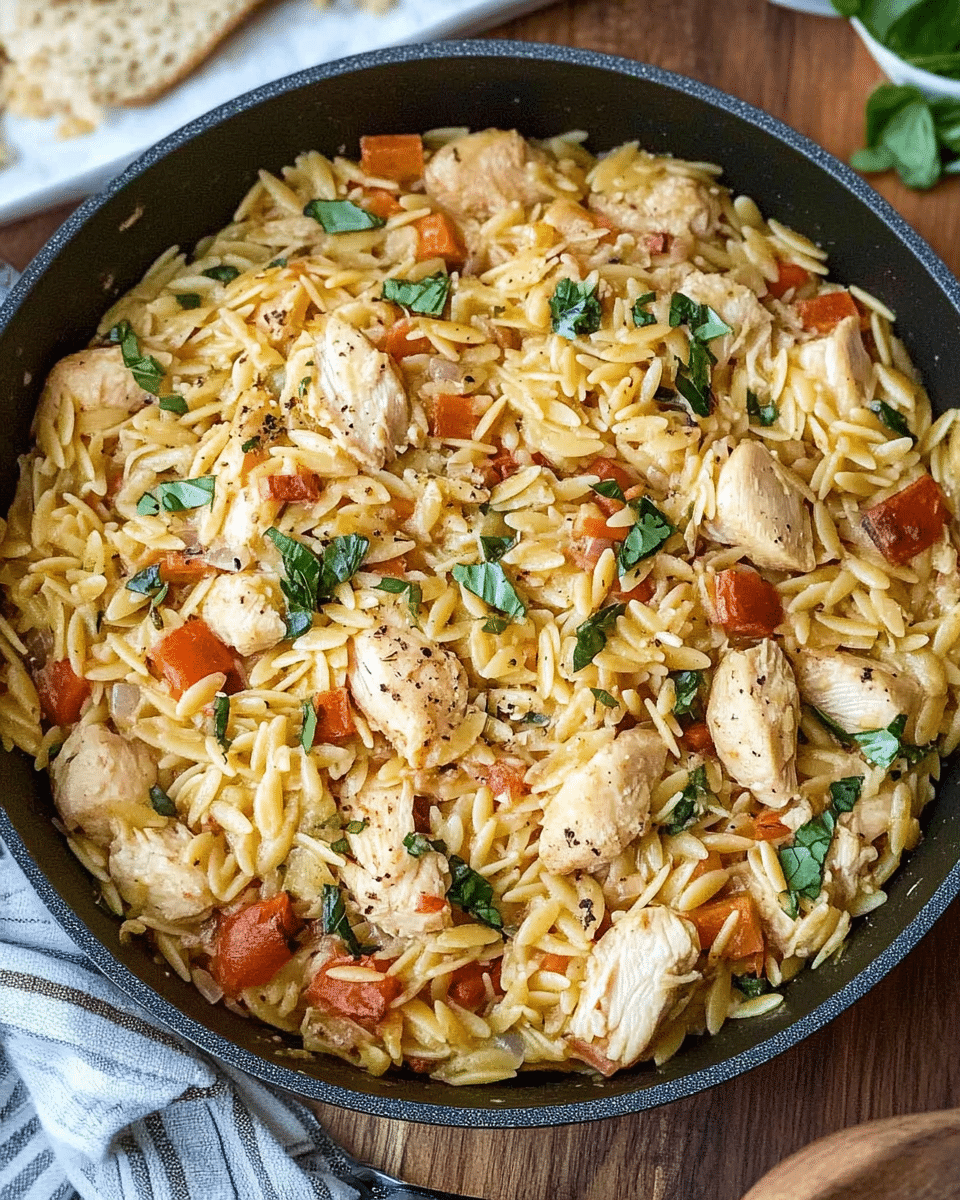 One Pot Tuscan Chicken Orzo