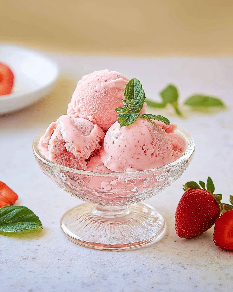 Peaches and Strawberry Fruit Ice Cream