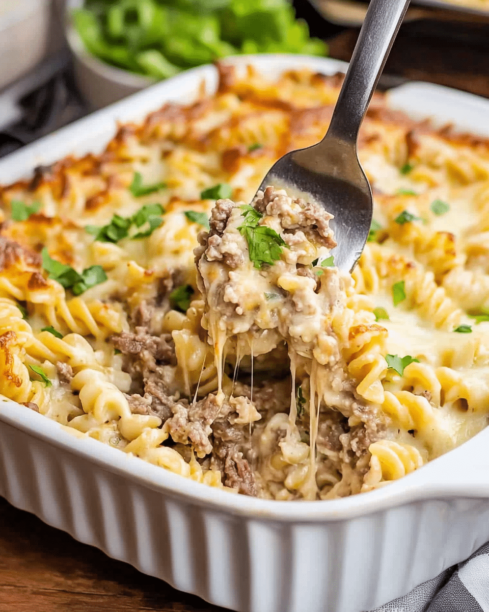 Philly Cheesesteak Pasta Casserole