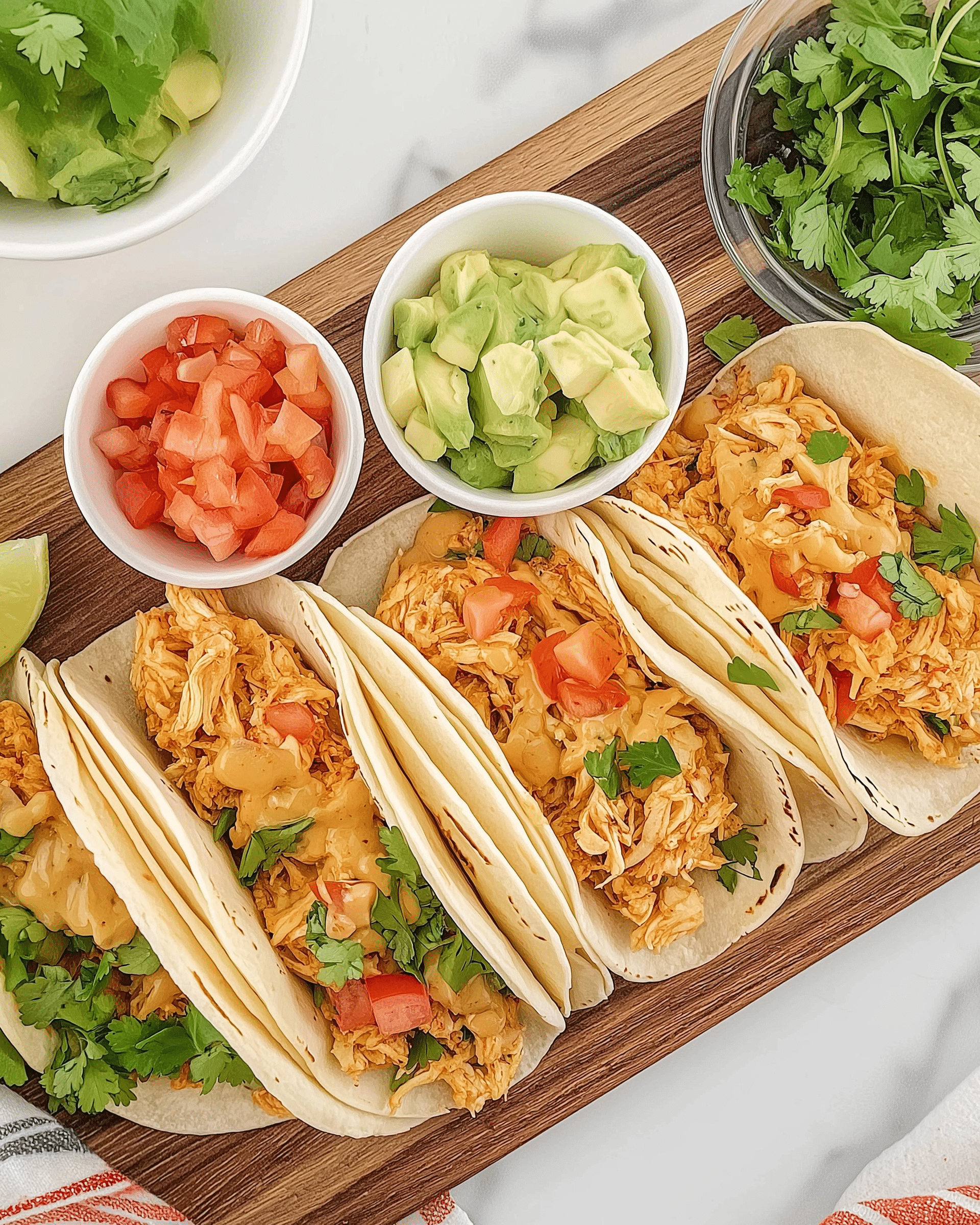 Slow Cooker Queso Chicken Tacos