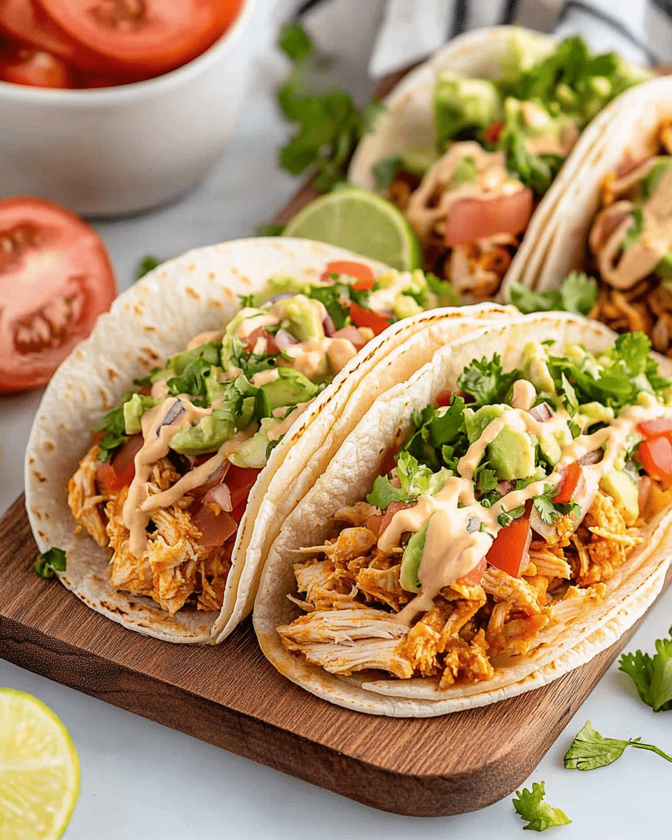 Slow Cooker Queso Chicken Tacos