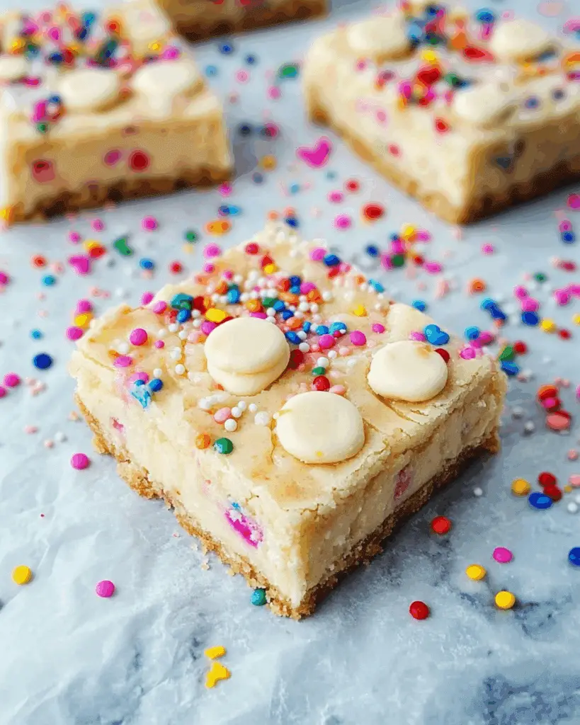 Sprinkle Sugar Cookie Cheesecake Bars