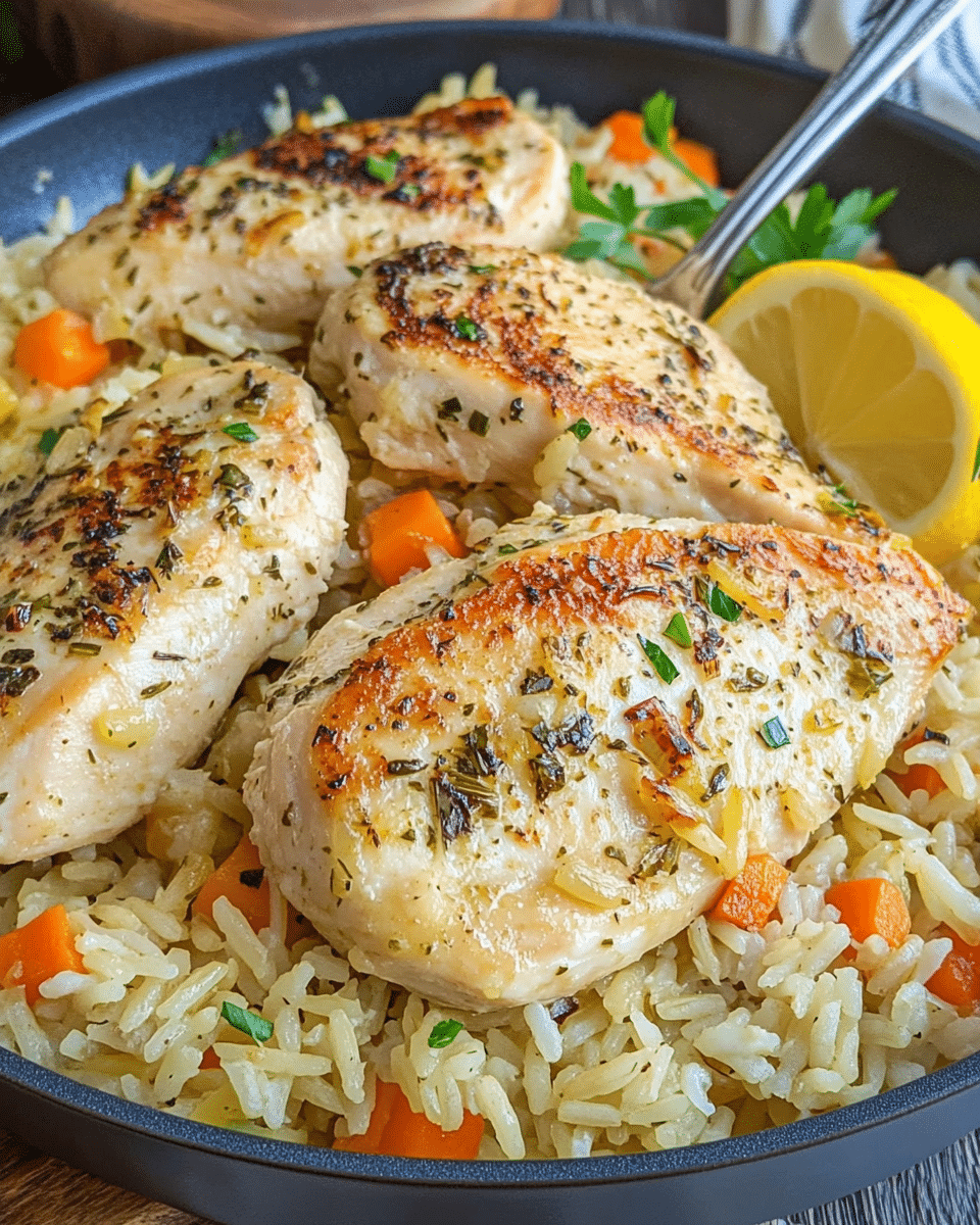 Lemon Herb Chicken Breasts with Rice Pilaf