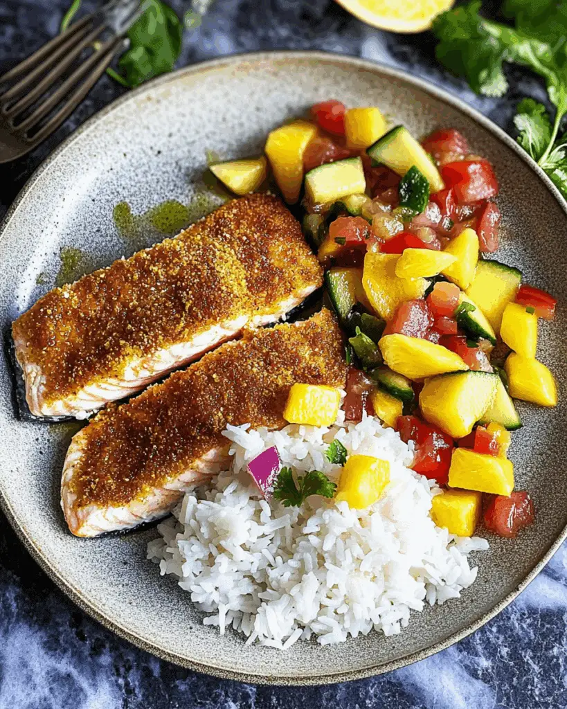 Parmesan Crusted Salmon with Mango Salsa