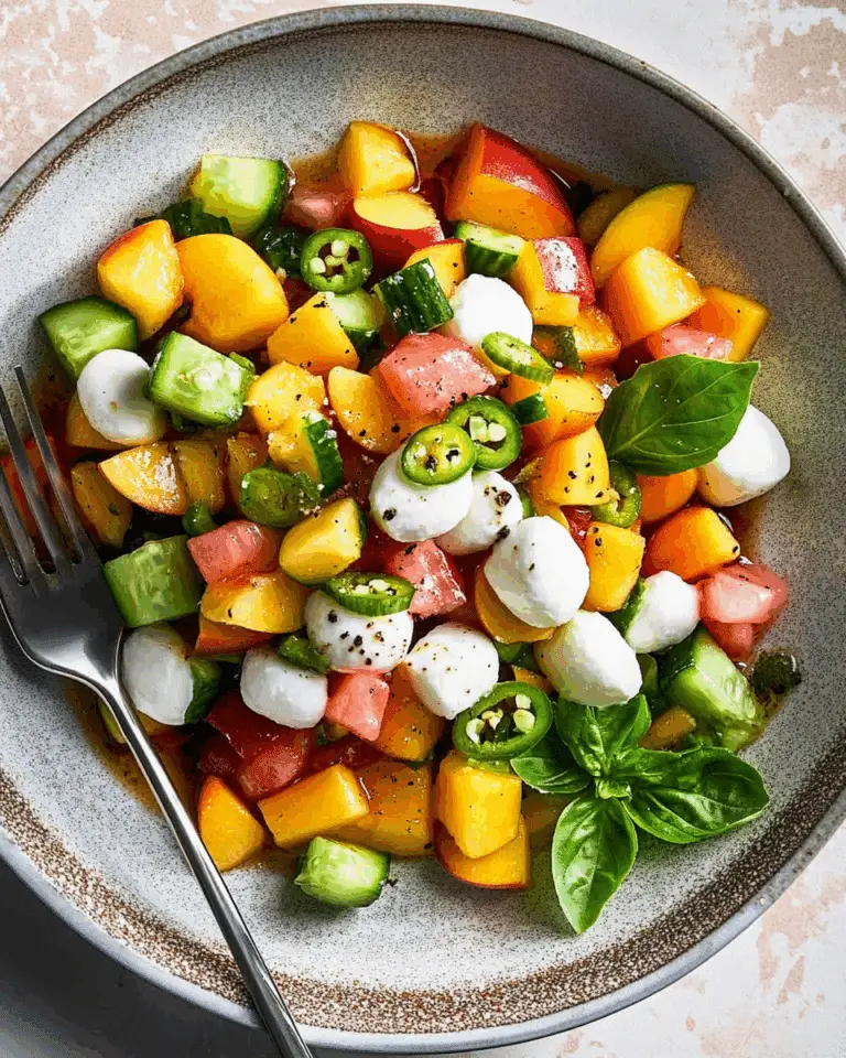 Peach Salad with Mozzarella Pearls