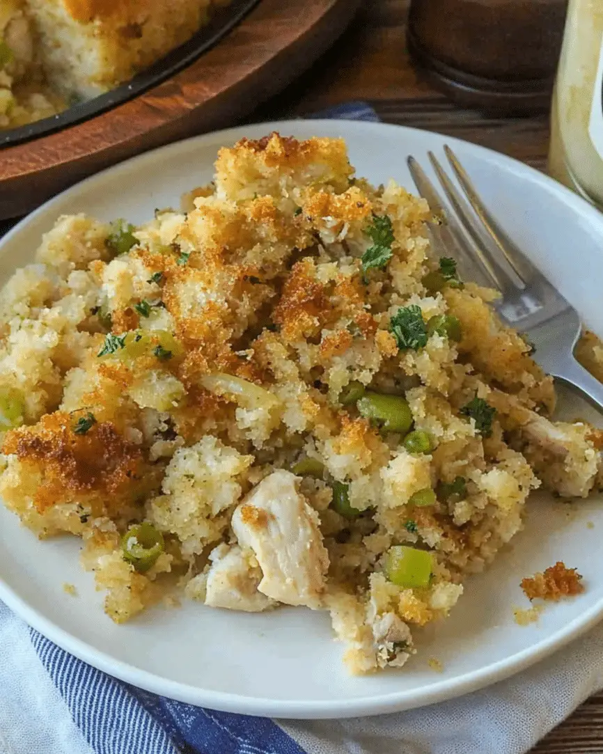 Slow Cooker Chicken Stuffing Casserole