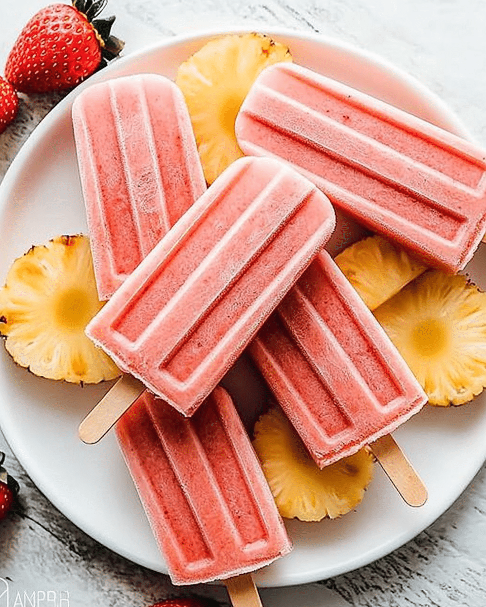 Strawberry Pineapple Popsicles