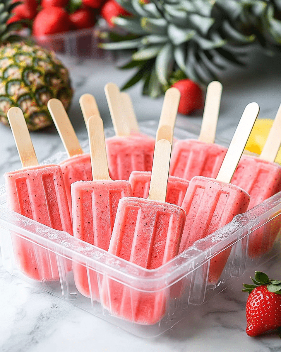 Strawberry Pineapple Popsicles