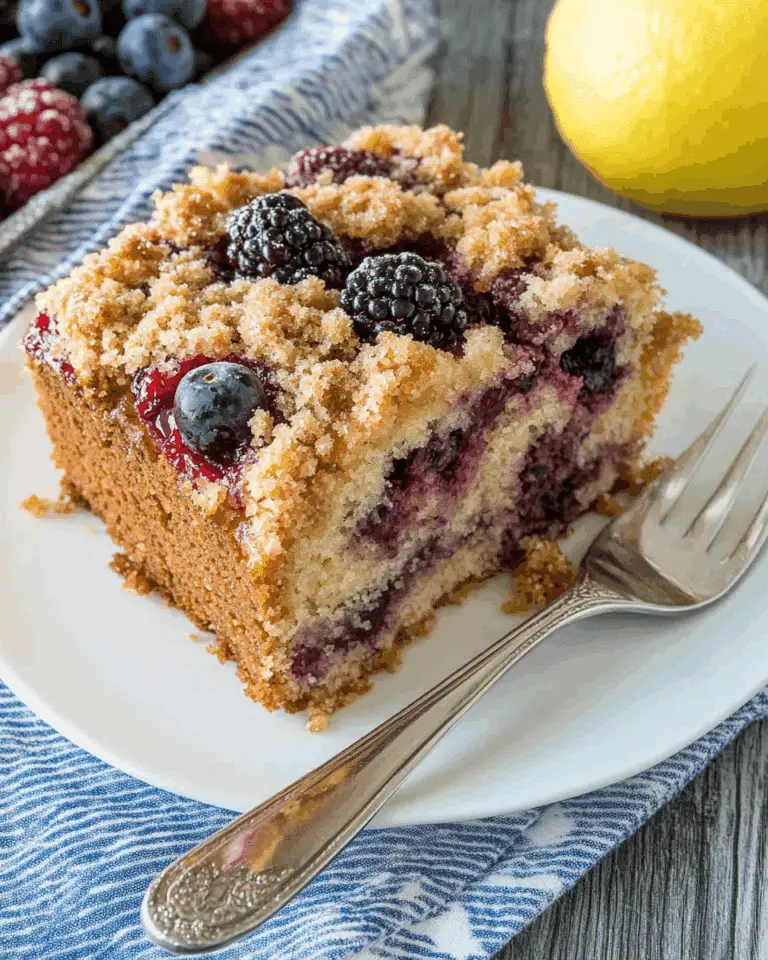 Glazed Berry Coffee Cake with Lemony Crumbs