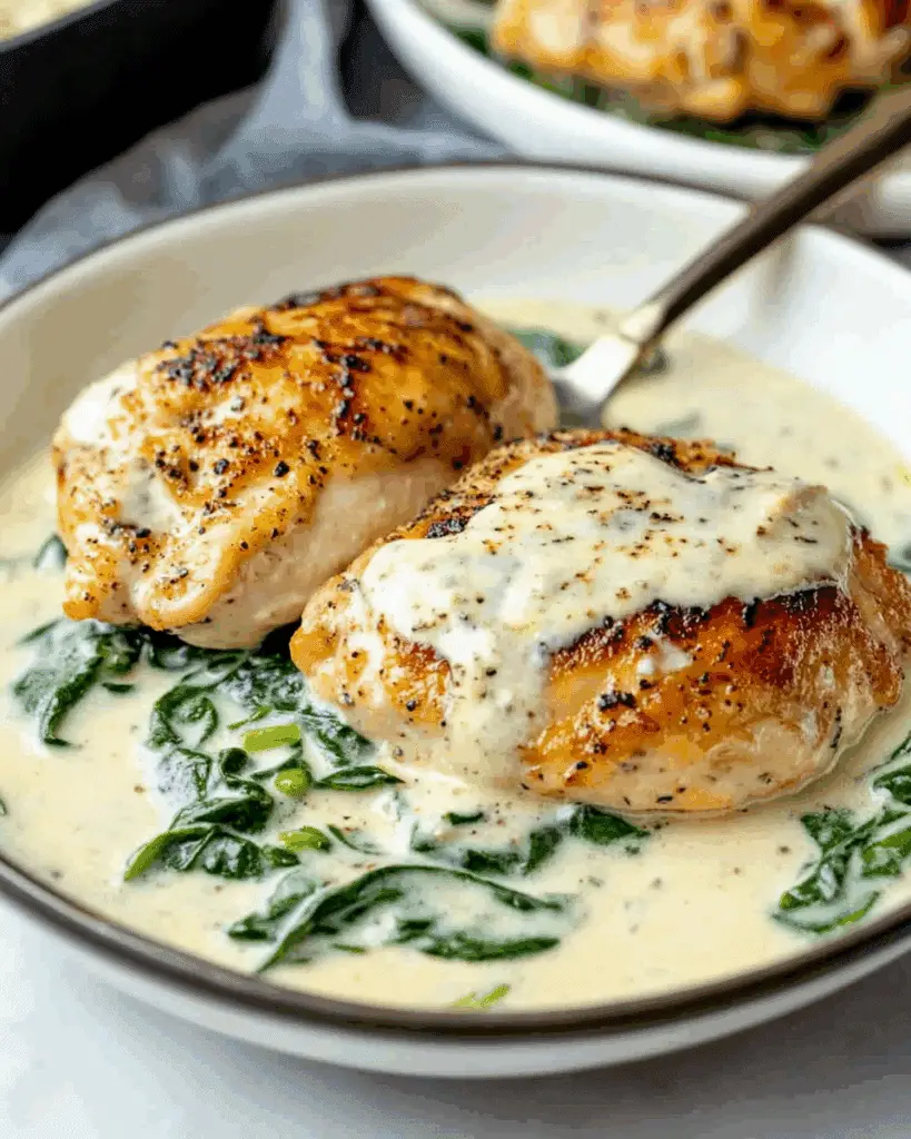 One Pot Creamed Spinach Chicken