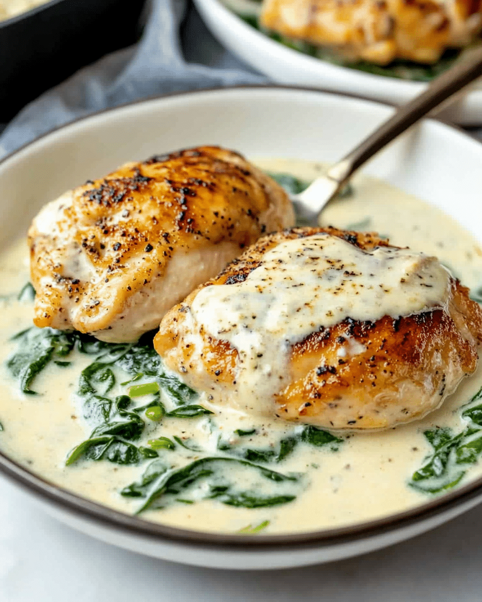 One Pot Creamed Spinach Chicken