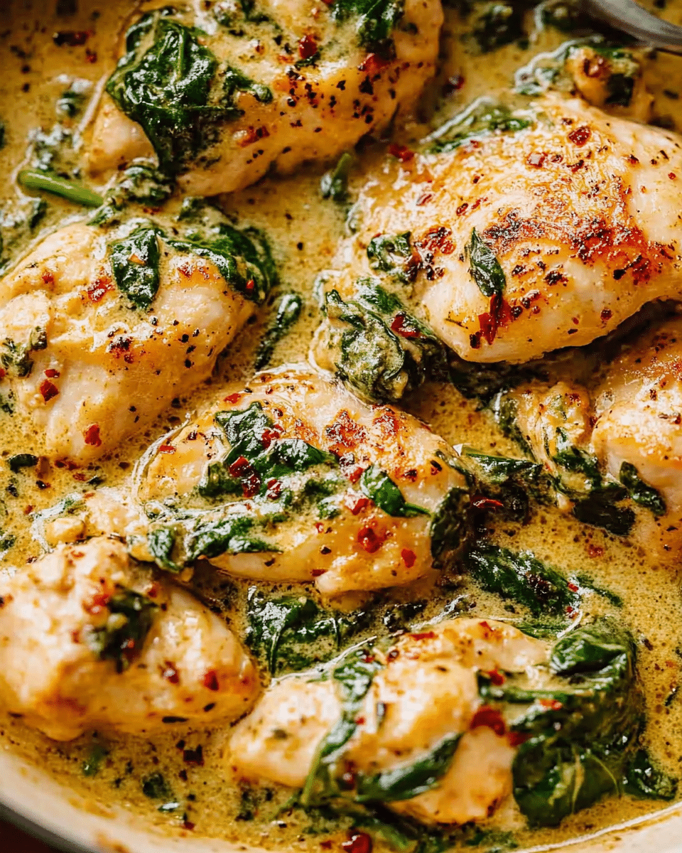 One Pot Creamed Spinach Chicken