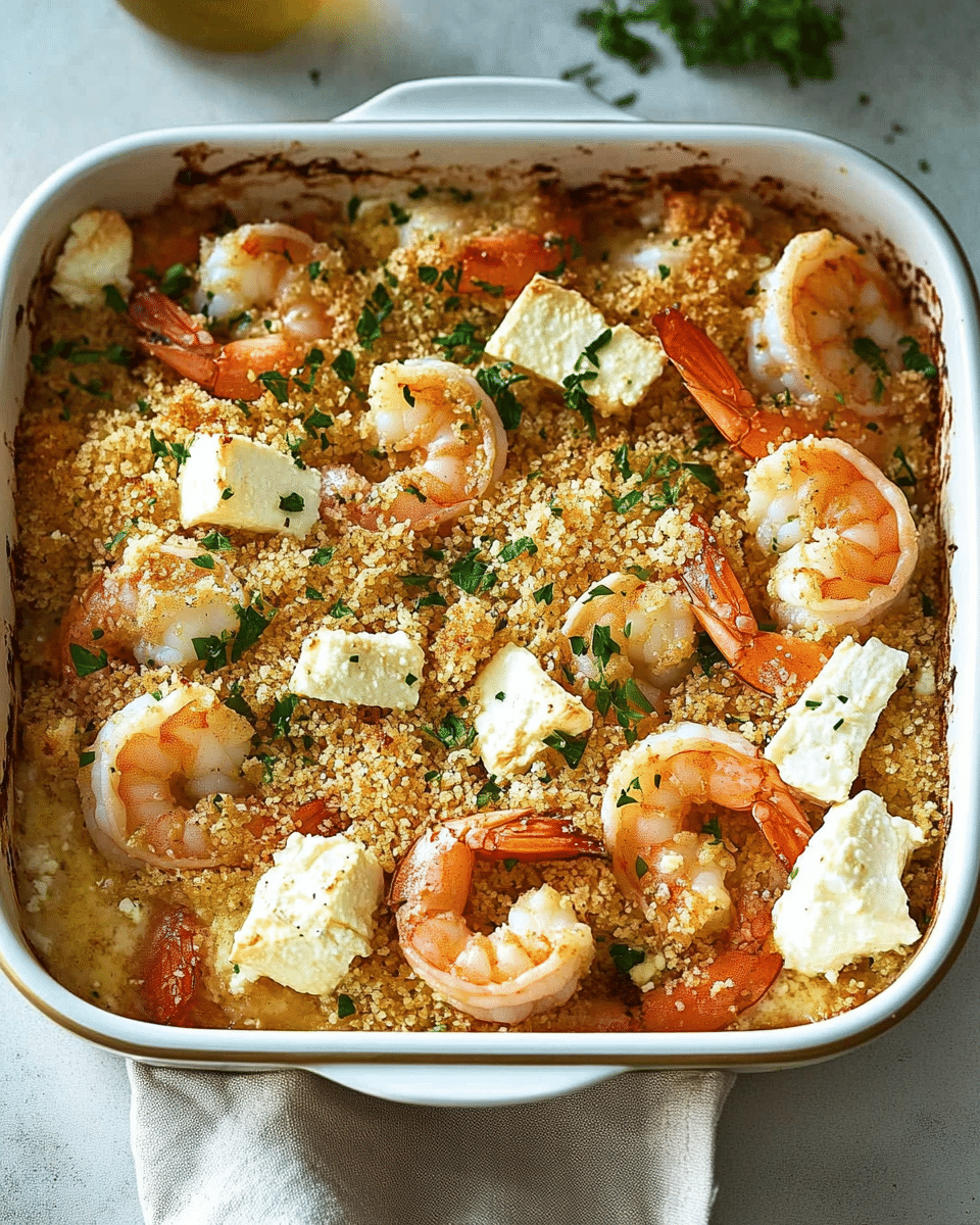 Panko Shrimp and Feta Bake