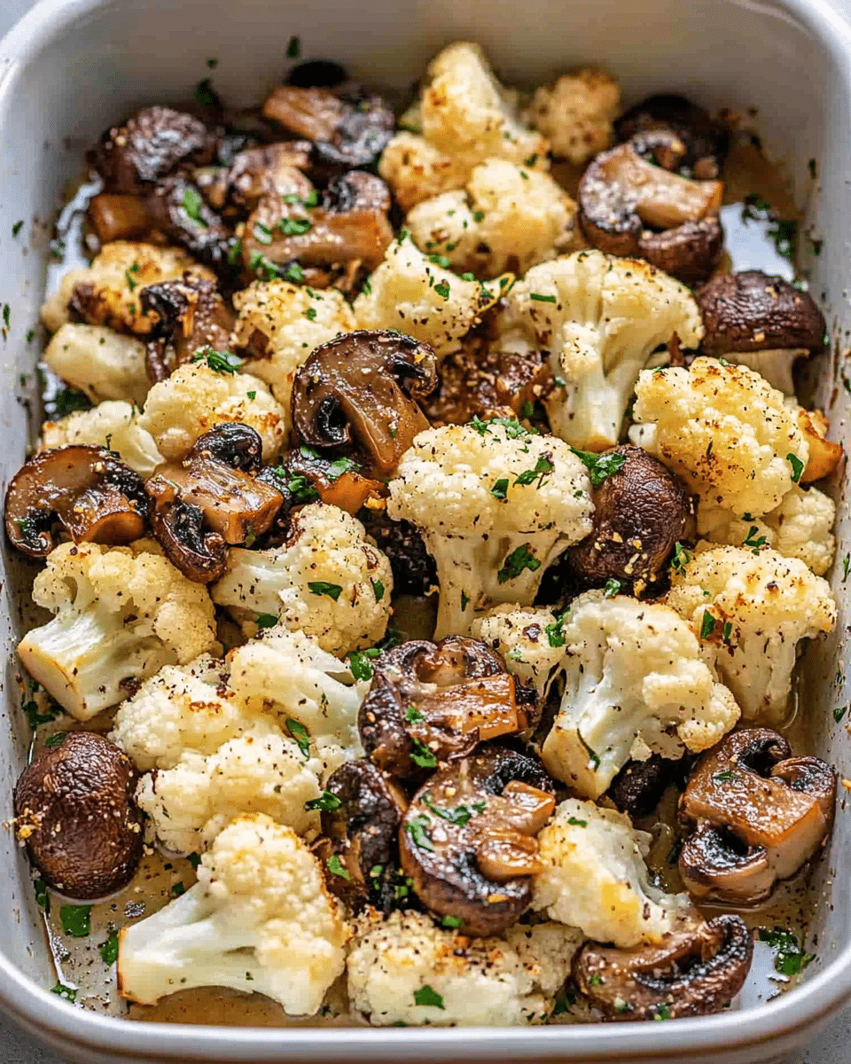 Roasted Cauliflower and Mushrooms