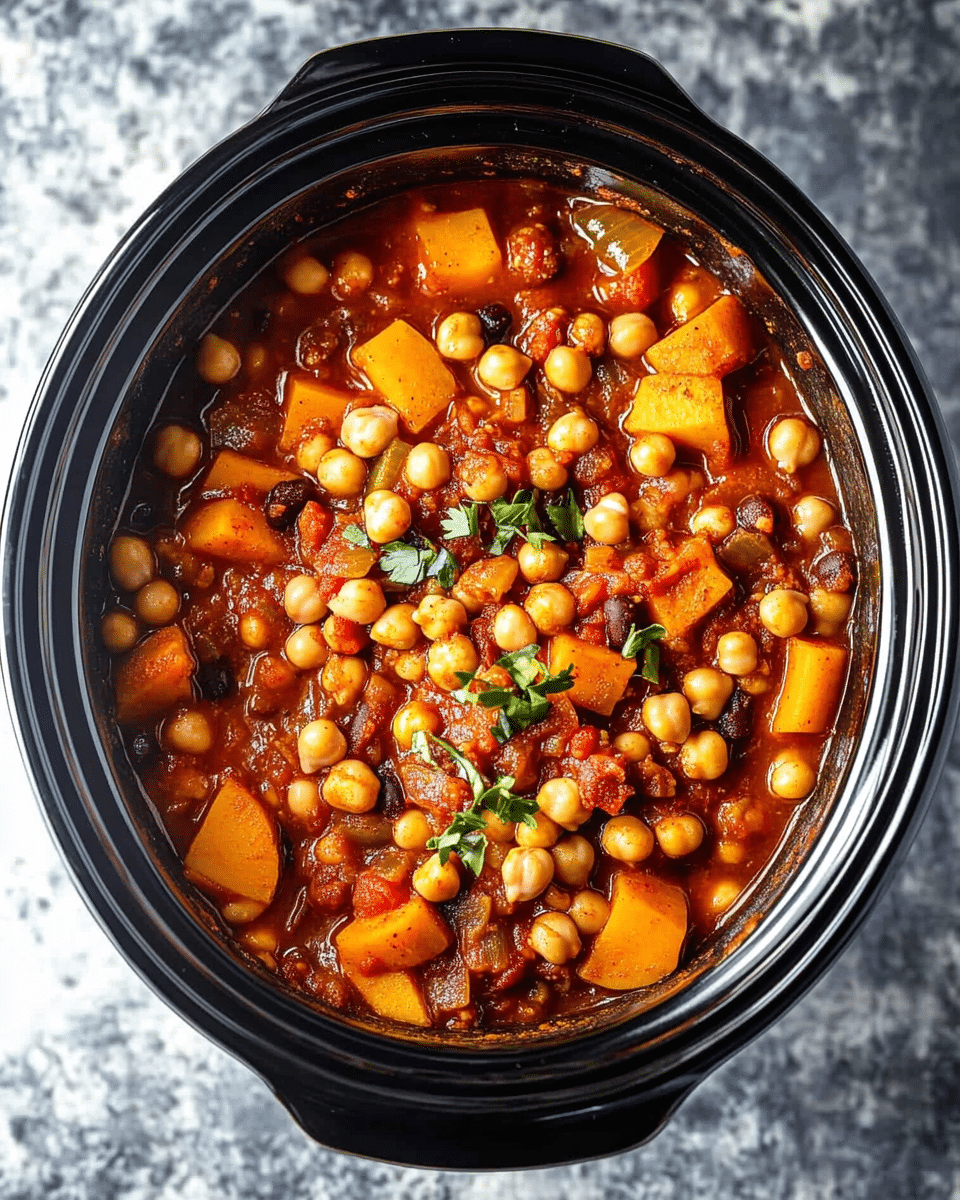 Spicy Slow Cooker Chickpea Chili