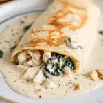 Spinach and Chicken Crepes with Creamy Lemon Sauce