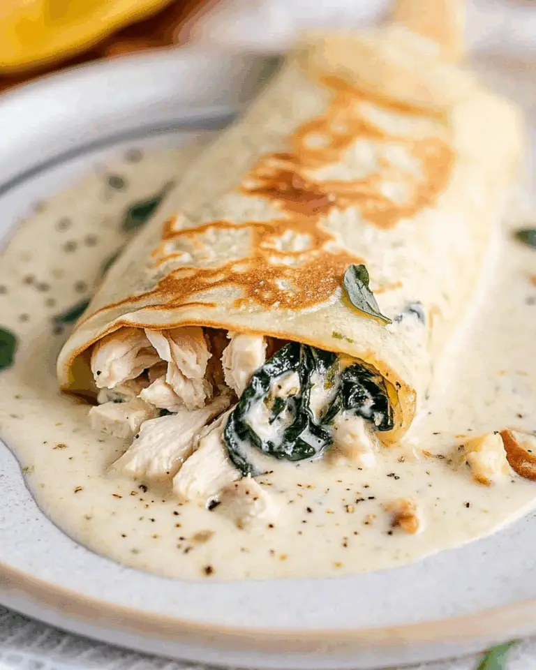 Spinach and Chicken Crepes with Creamy Lemon Sauce