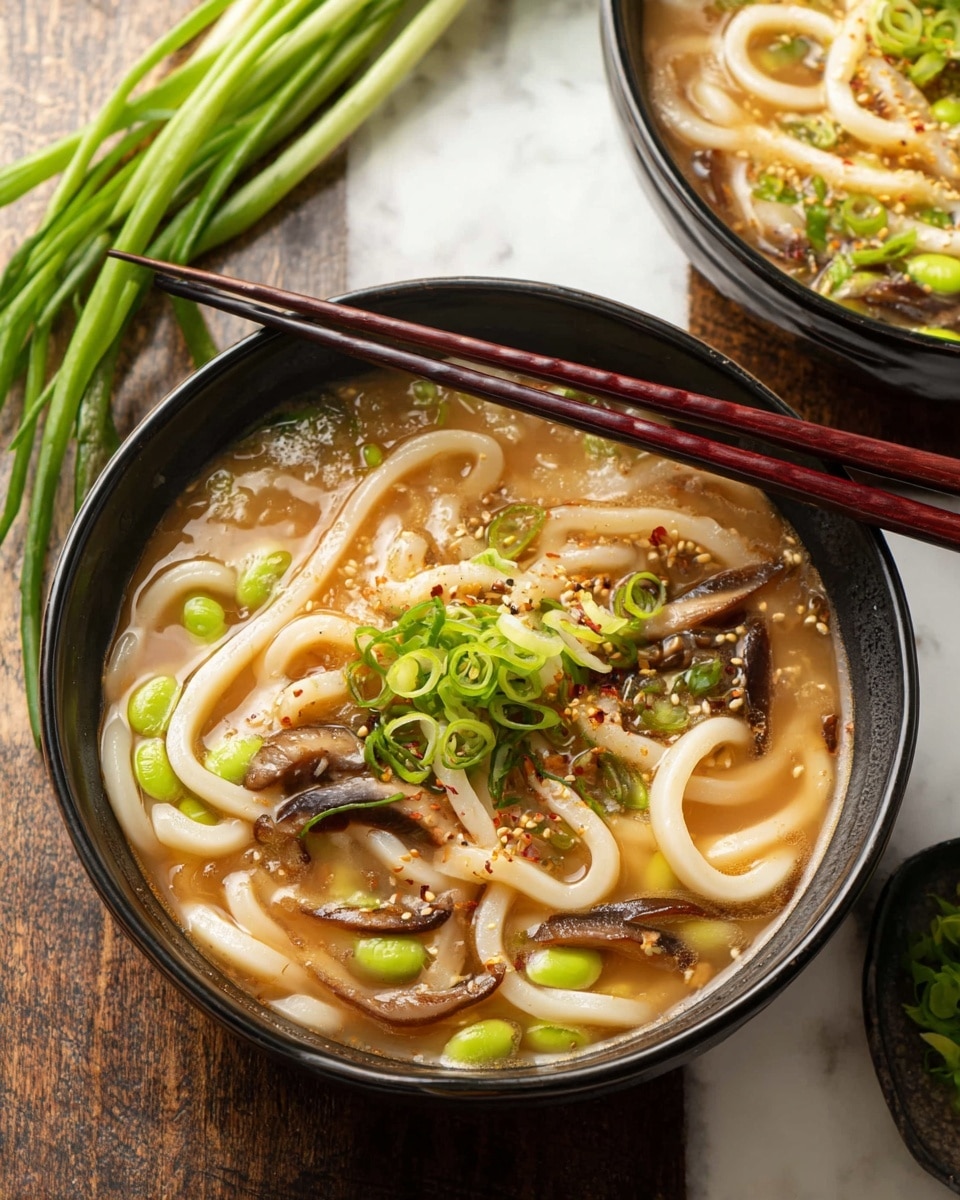 Udon Noodle Soup with Miso Broth and Shiitake Mushrooms Recipe