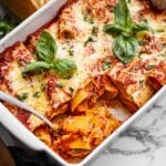 Cheesy Spinach Manicotti with Marinara Sauce Recipe