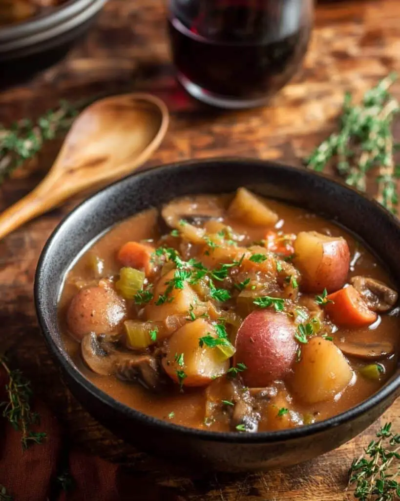 Portobello Vegan Beef (Less) Stew Recipe