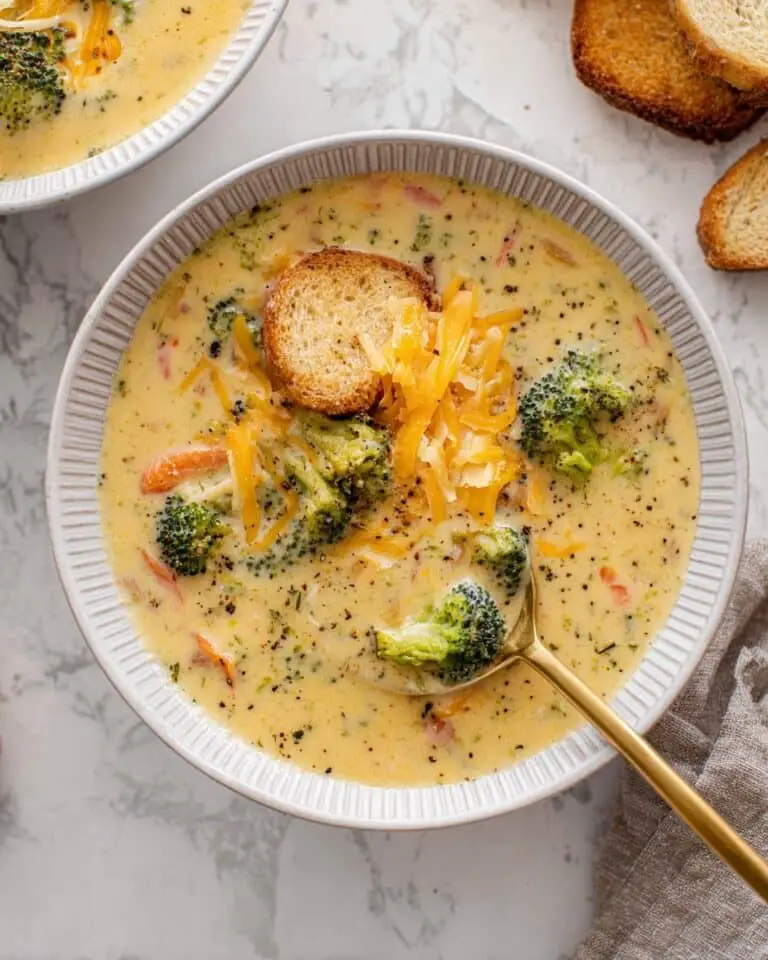 Broccoli Cheddar Orzo Soup Recipe