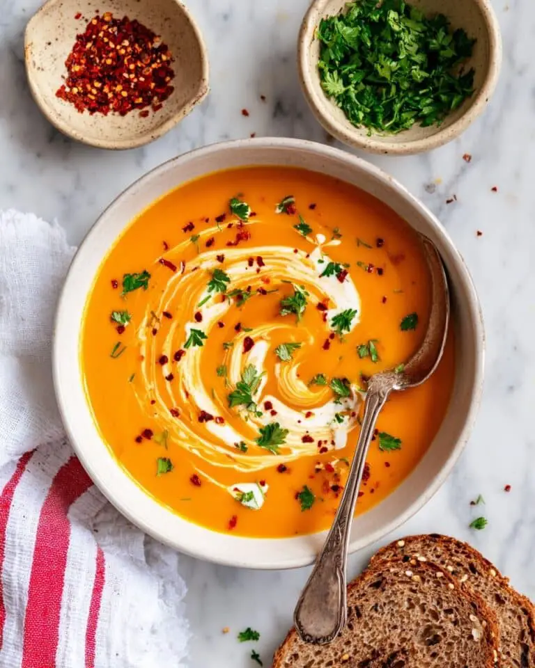 Creamy Roasted Sweet Potato and Red Pepper Soup Recipe