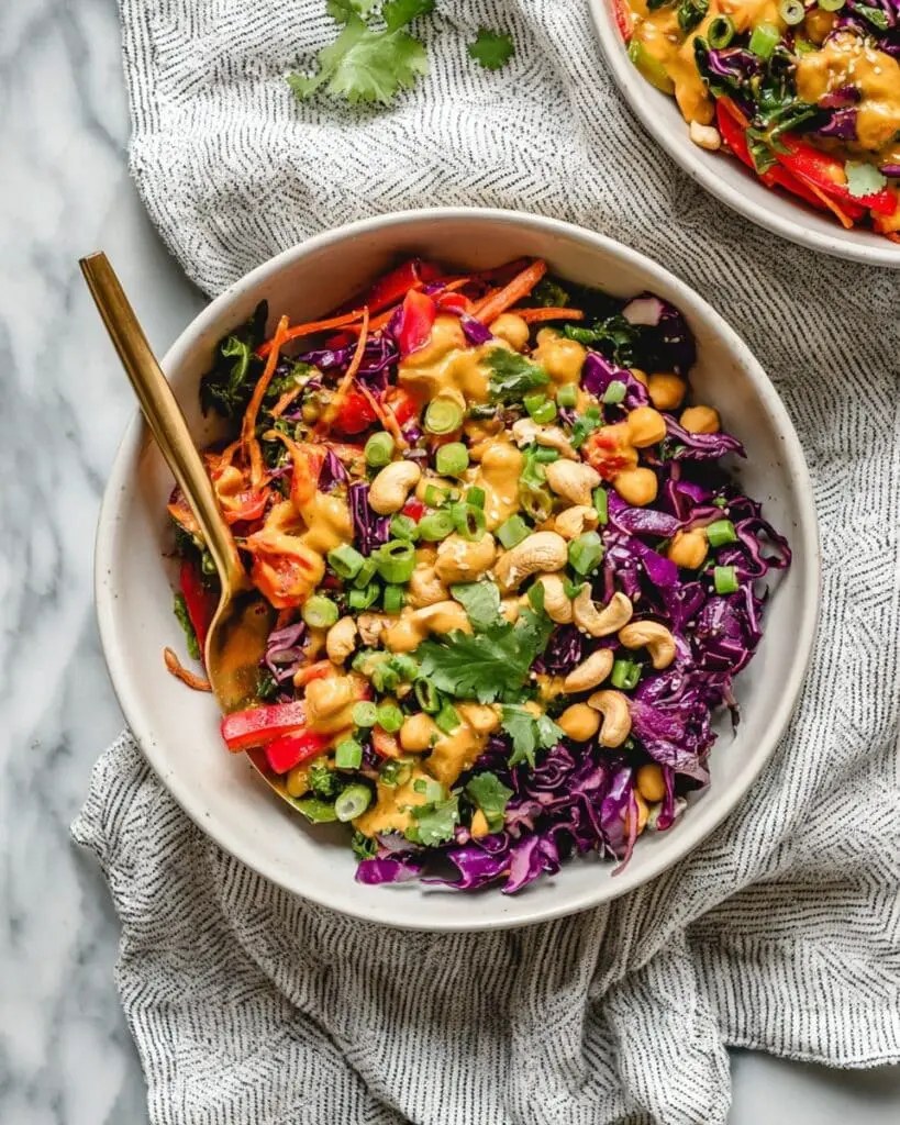 Chopped Thai-Inspired Chickpea Salad with Curry Peanut Dressing Recipe