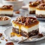 Vegan Turtle Cheesecake with Chocolate, Caramel, and Pecans Recipe