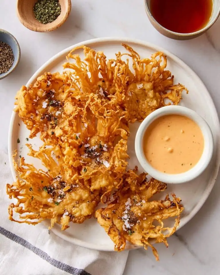 Crispy Fried Enoki Mushrooms with Spicy Dipping Sauces Recipe