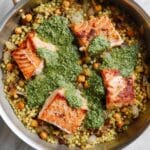 Herbed Pearl Couscous with Seared Salmon and Fresh Herb Sauce Recipe