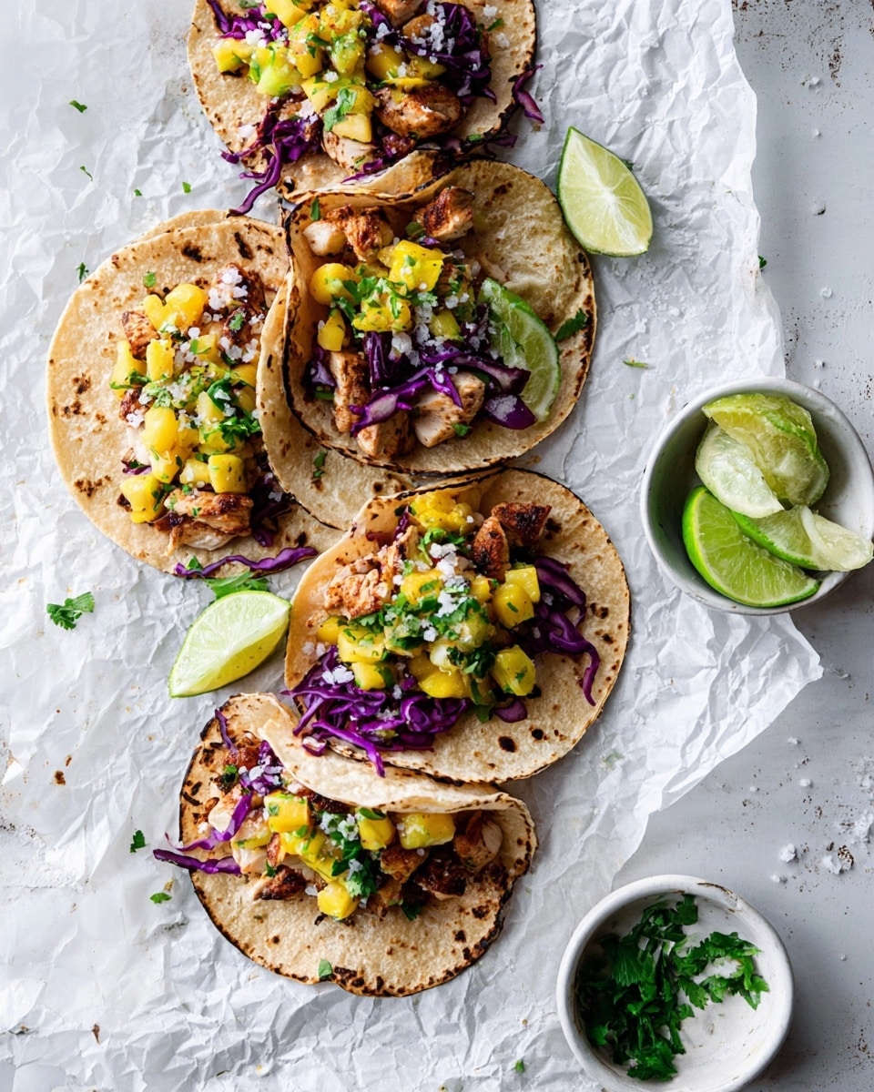 Hawaiian Huli Huli Chicken Tacos with Pineapple, Mango, and Avocado Salsa Recipe