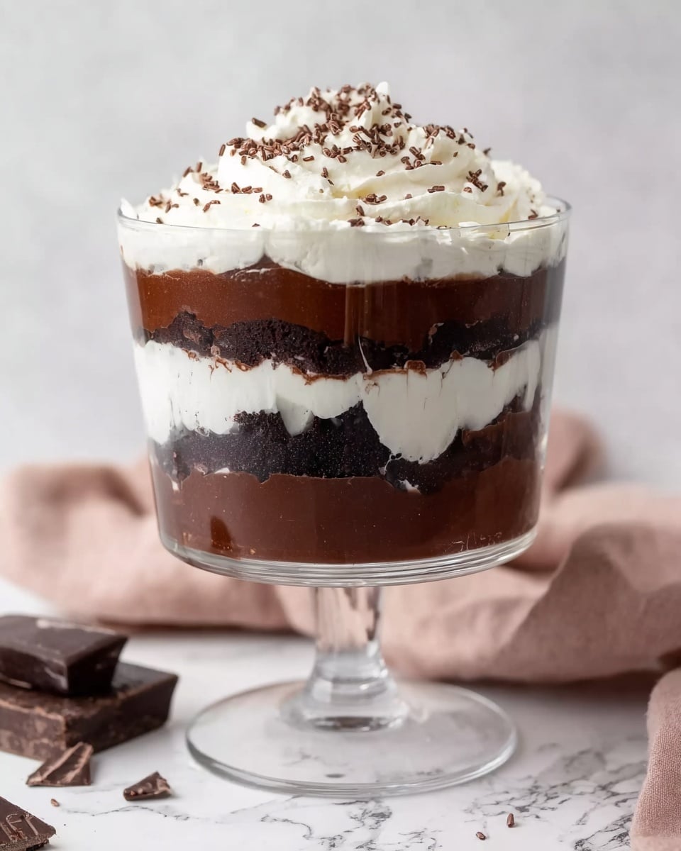 Decadent Chocolate Trifle with Homemade Cake, Chocolate Pudding, and Whipped Cream Recipe