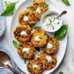 Vegetable Chickpea Fritters with Lemon Herb Yogurt Sauce Recipe