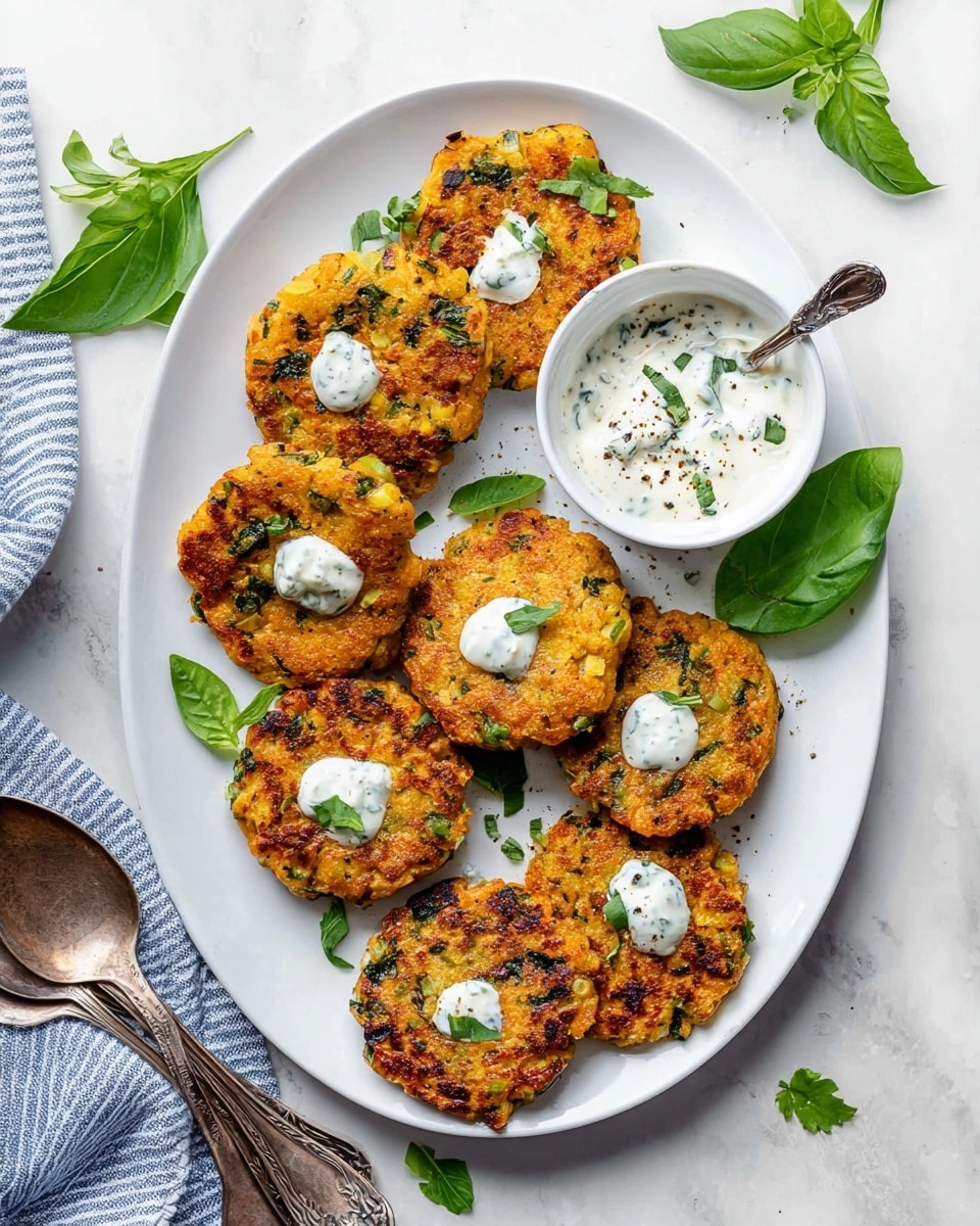 Vegetable Chickpea Fritters with Lemon Herb Yogurt Sauce Recipe