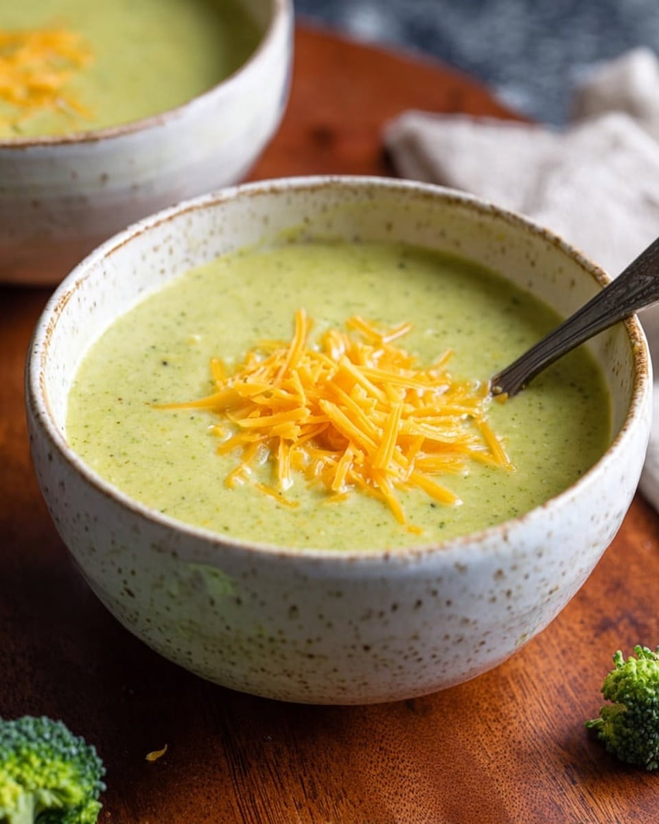 A round white bowl with a teal handle holds thick green soup with a swirled pattern of white cream and pepper flakes on top. The bowl sits on a light gray textured cloth, placed on a gray stone surface. In the top left corner, there are several sliced pieces of light brown bread on a light wooden cutting board, next to some shredded yellow cheese and a small broccoli floret. A silver spoon rests near the bowl. The background is a white marbled texture photo taken with an iphone --ar 4:5 --v 7