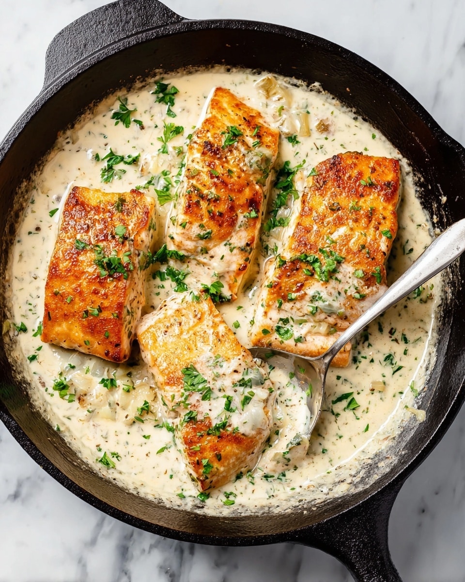 Boursin Salmon with Creamy Lemon Herb Sauce Recipe