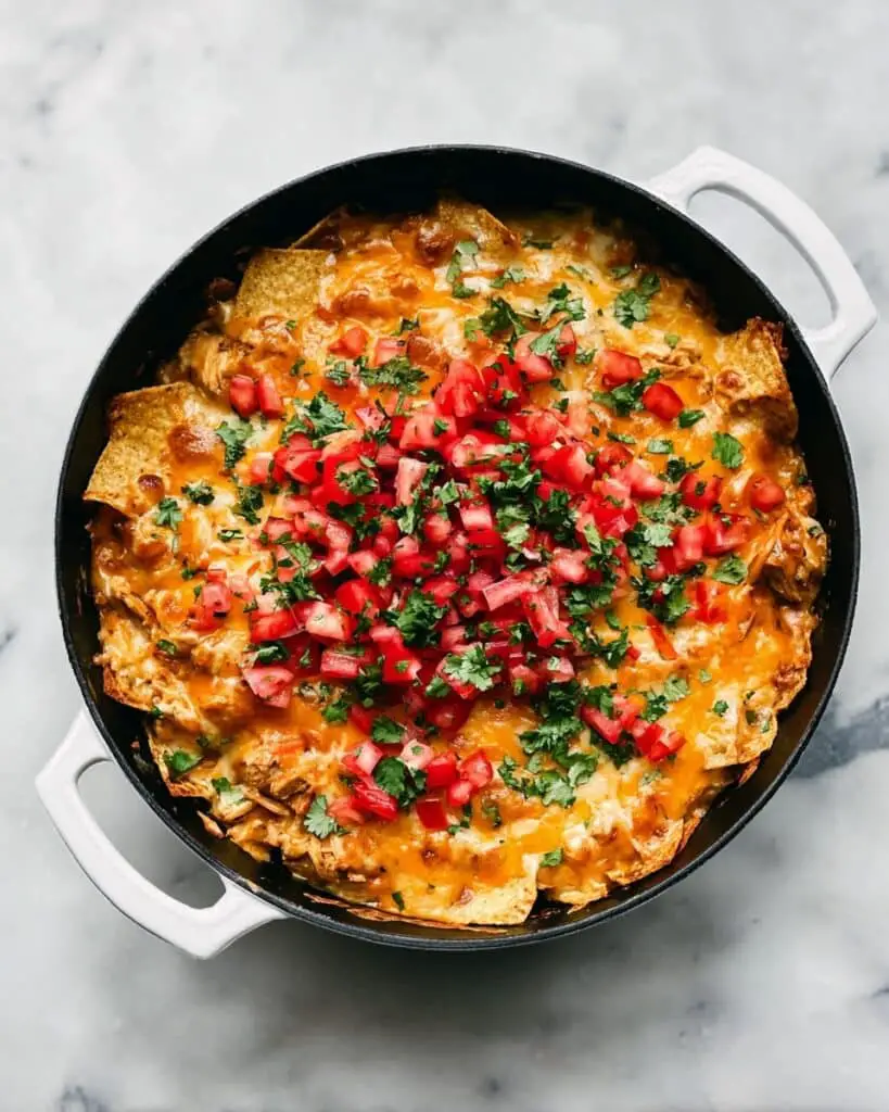 Cheesy Chicken Fajita Casserole with Veggies and Tortilla Chips Recipe