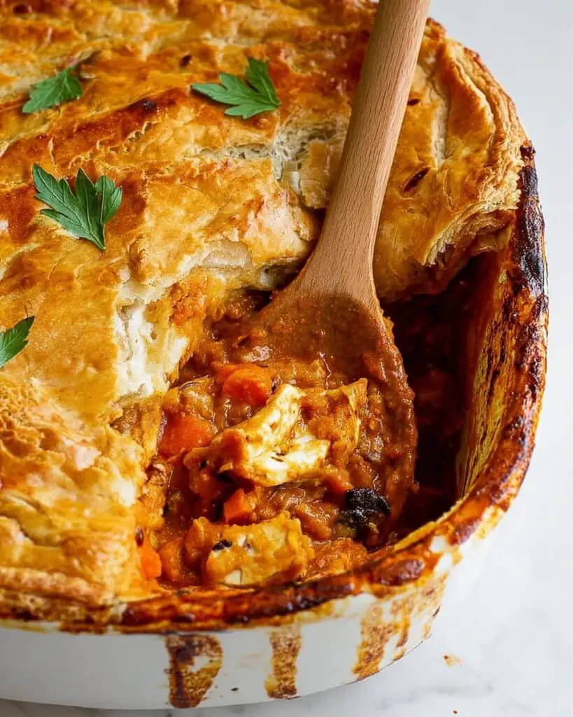 Butter Chicken Pot Pie with Flaky Puff Pastry Recipe