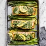 Baked Salmon and Asparagus with Zesty Herb Sauce Recipe