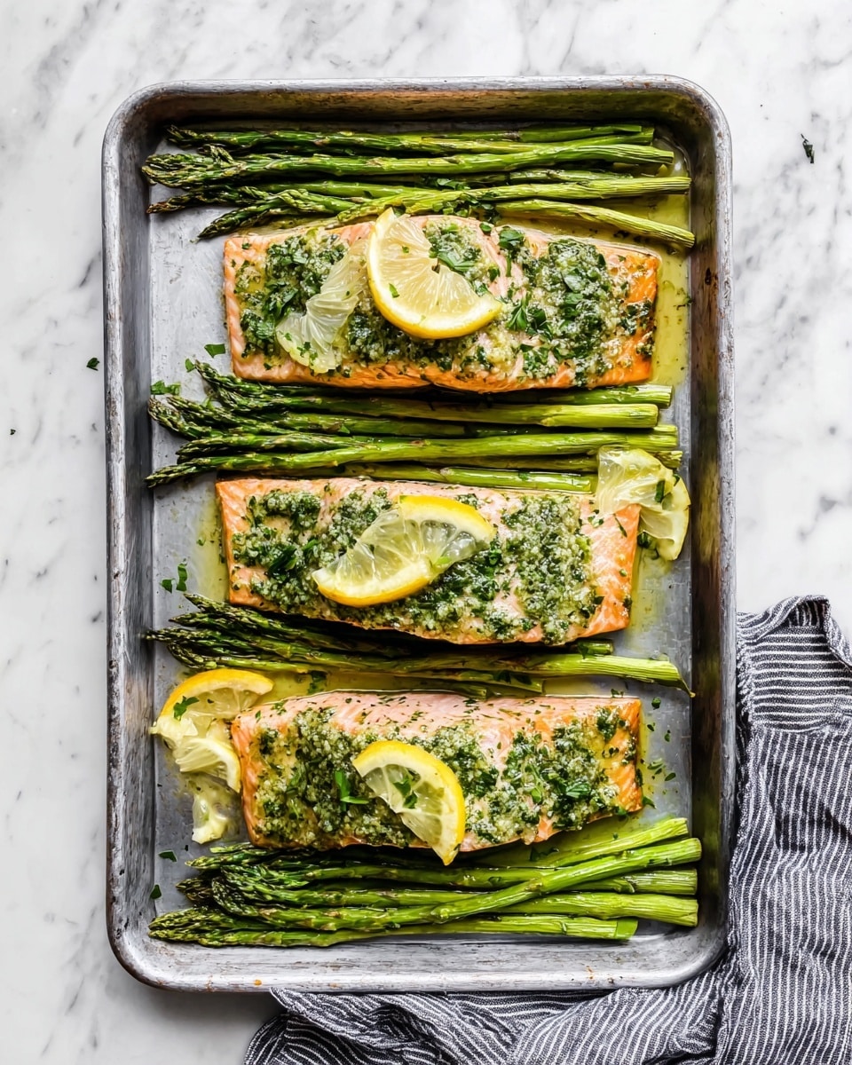 Baked Salmon and Asparagus with Zesty Herb Sauce Recipe