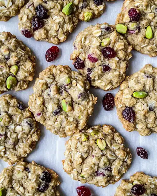 Pistachio Cranberry Oatmeal Cookies