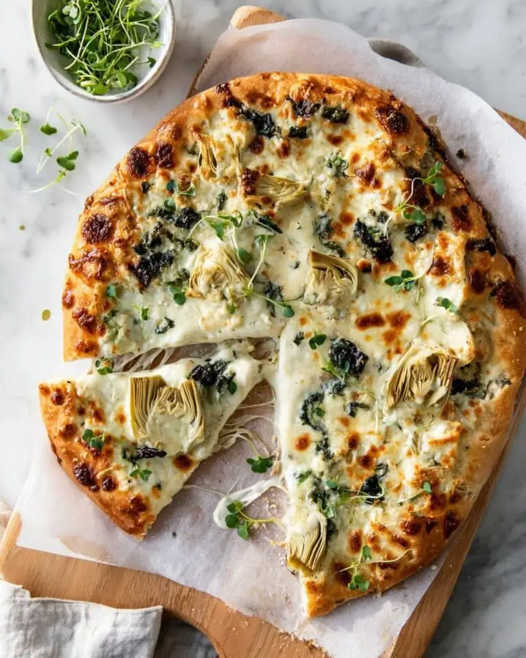 Artichoke Pizza with Spinach Parmesan Cream Sauce Recipe