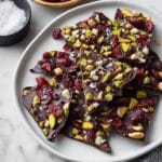 Homemade Chocolate Bark with Nuts, Cranberries, and Candied Ginger Recipe