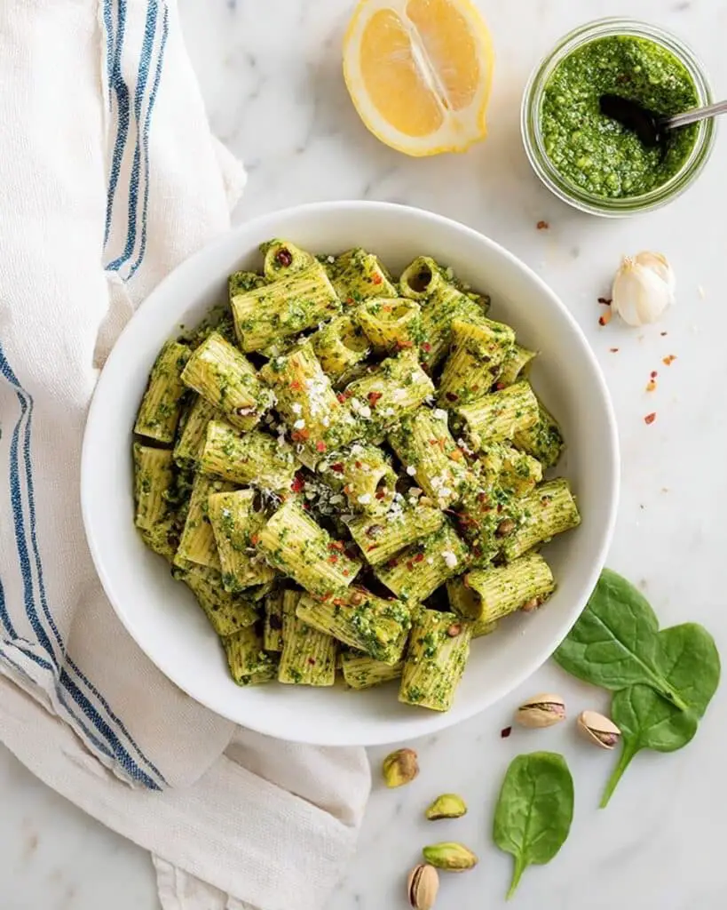 Spinach Pistachio Pesto Pasta Recipe