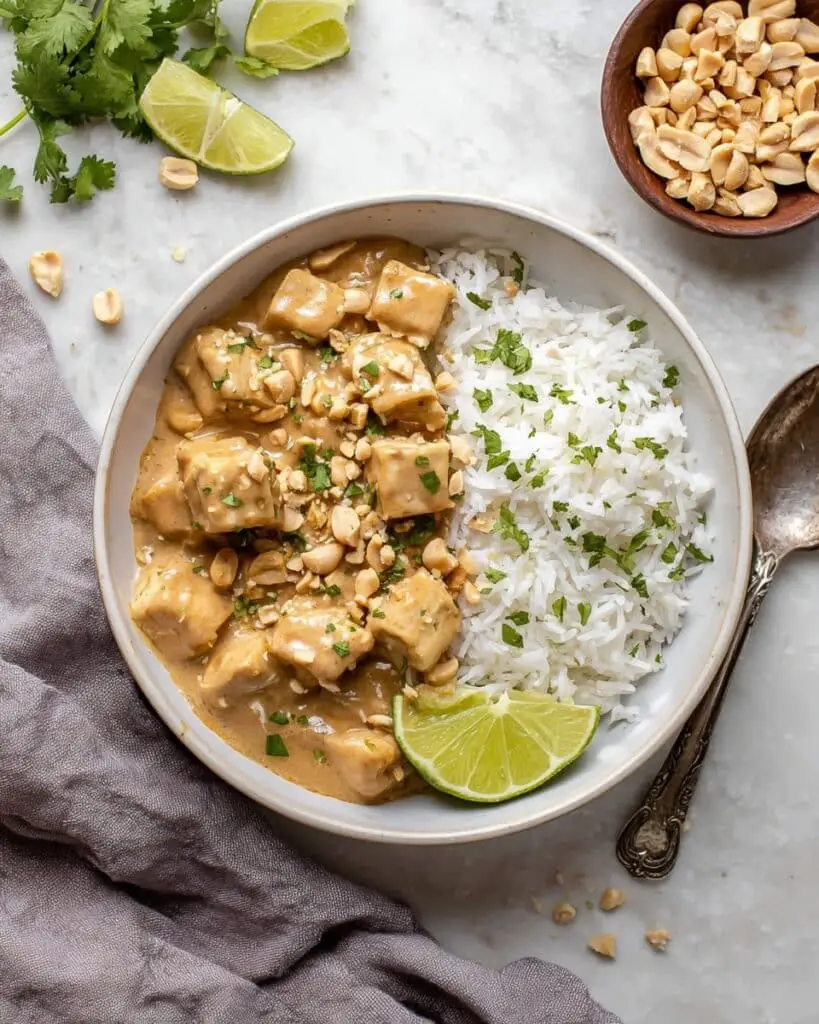 Peanut Tofu with Coconut Rice Recipe